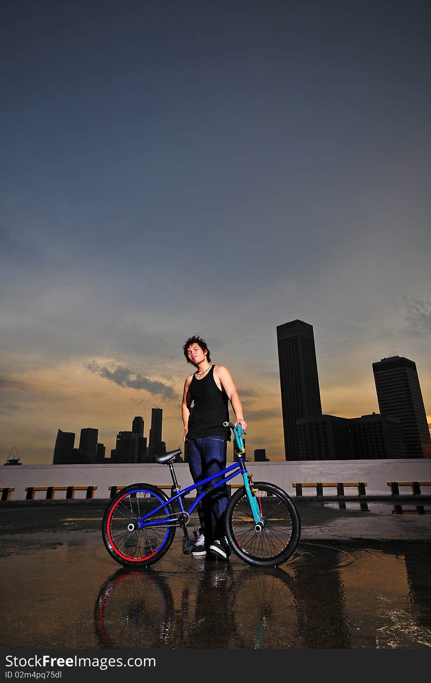 Asian Chinese Bicycle Guy Showing His Bike