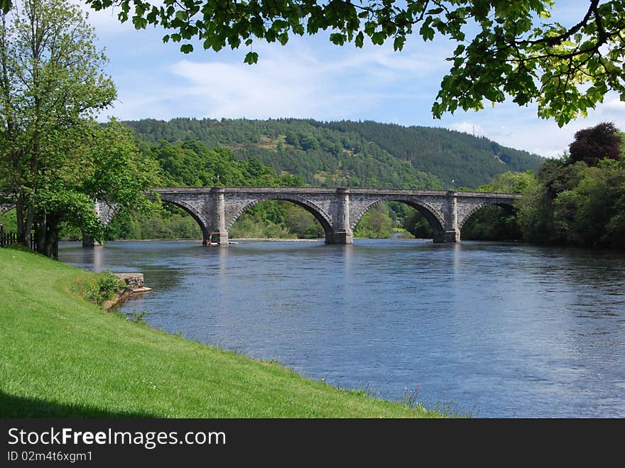 A bridge over the river Tay near Dunkeld in Scotland. A bridge over the river Tay near Dunkeld in Scotland