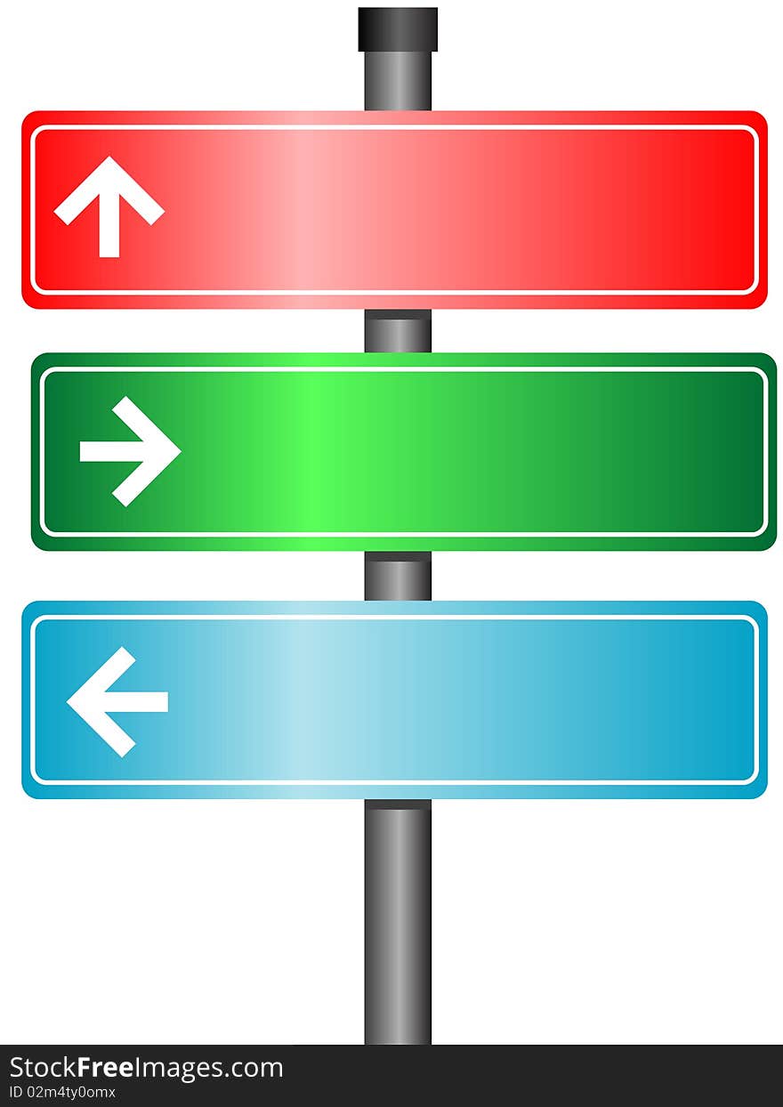 Illustrration of signpost, isolated on white. Illustrration of signpost, isolated on white