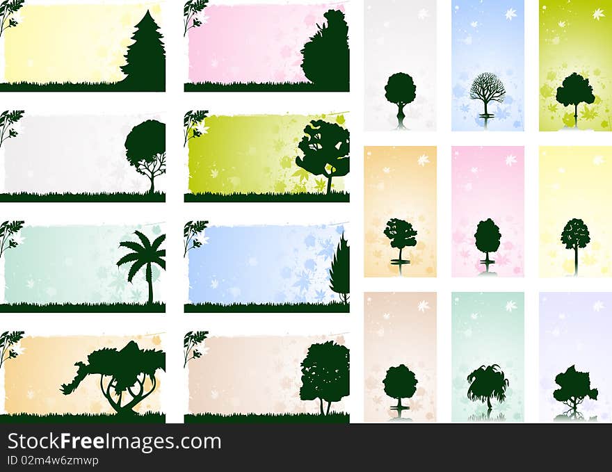 Frameworks with trees of different breeds. A  illustration. Frameworks with trees of different breeds. A  illustration