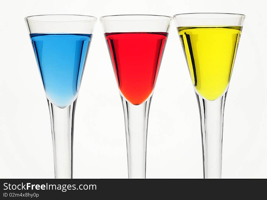 Three wine-glasses isolated on a white background. Three wine-glasses isolated on a white background