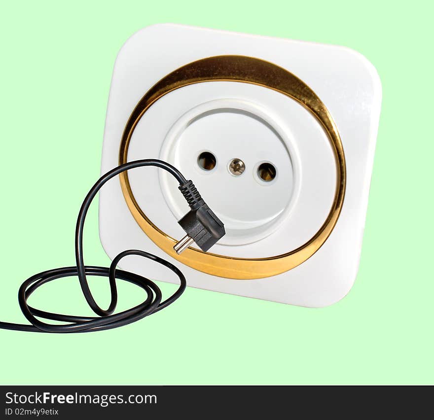 Electric plug to address towards lady-socket with application of connection. Electric plug to address towards lady-socket with application of connection