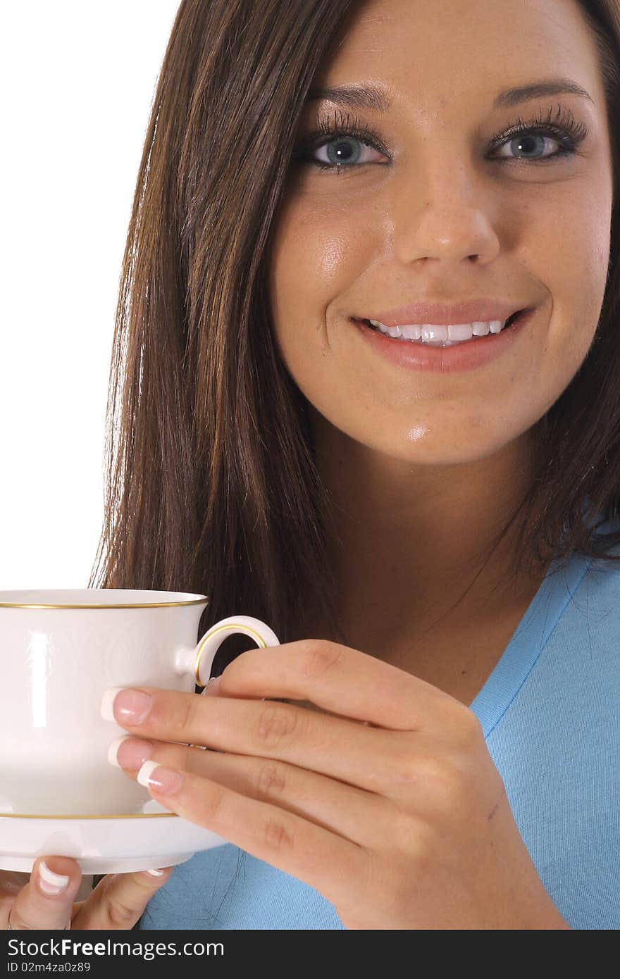 Beautiful Model Having A Cup Of Coffee