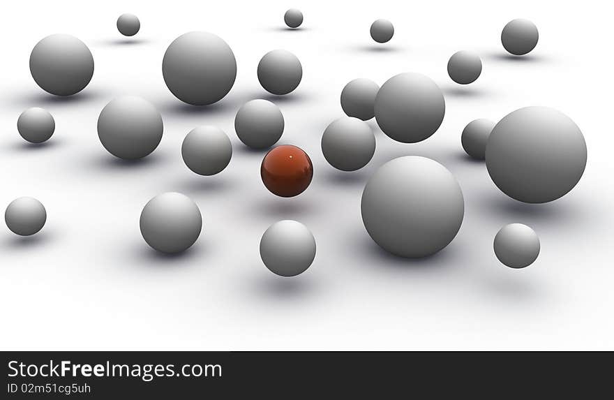 Abstract 3d image of metallic painted balls. Abstract 3d image of metallic painted balls