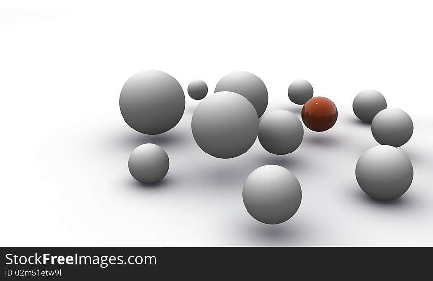 Abstract 3d image of metallic painted balls. Abstract 3d image of metallic painted balls