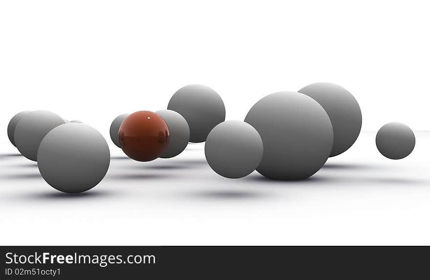 Abstract 3d image of metallic painted balls. Abstract 3d image of metallic painted balls