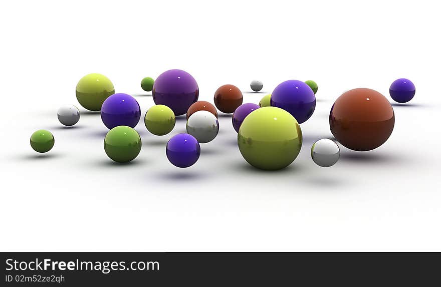 Abstract 3d image of metallic painted balls. Abstract 3d image of metallic painted balls