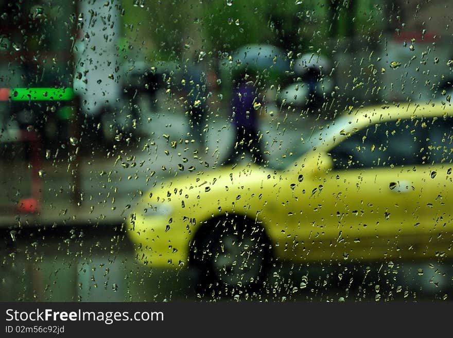 Car in the rain