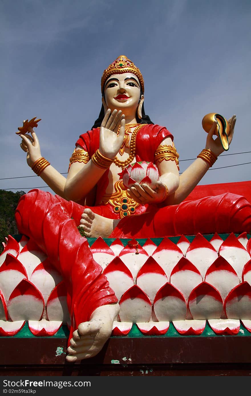 A beautiful idol of the hindu goddess of wealth - Laxmi in a thai temple. A beautiful idol of the hindu goddess of wealth - Laxmi in a thai temple