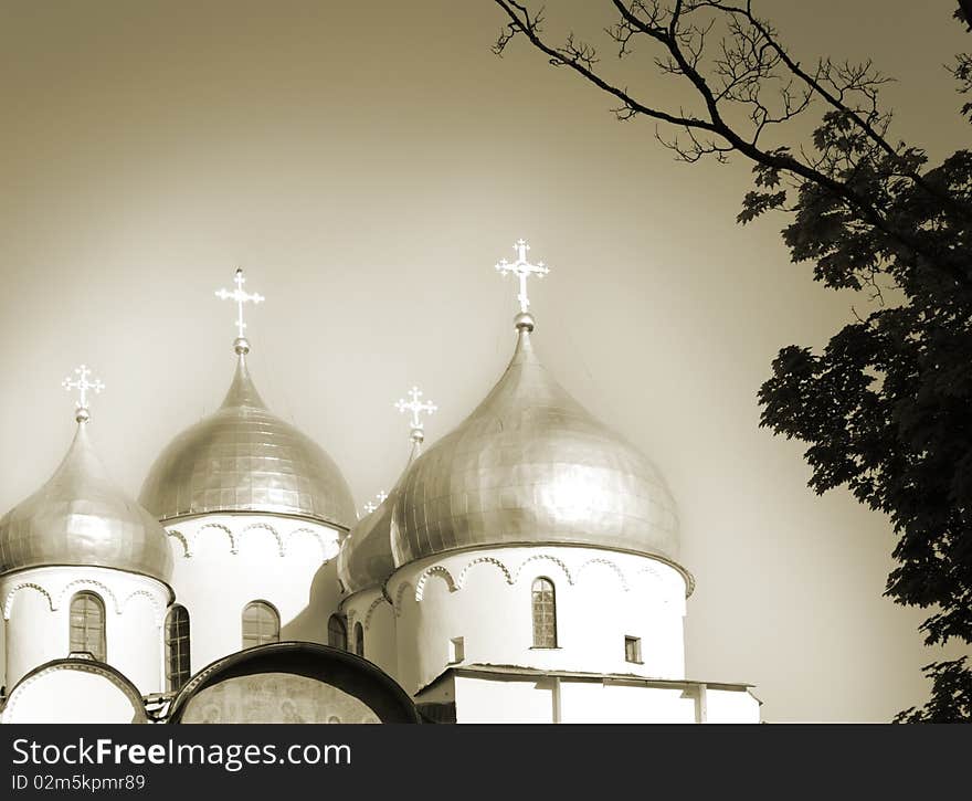 The made old photo, church, Russia