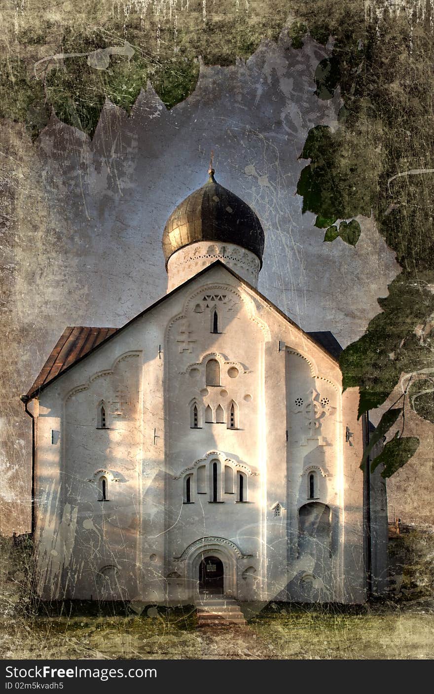 The made old photo,  church, Russia