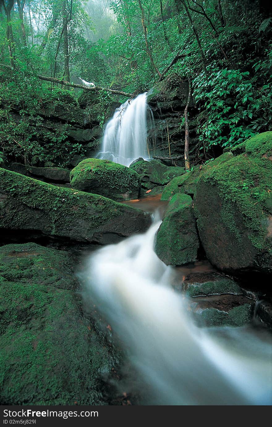 Wateterfall in deep forest, Thailand