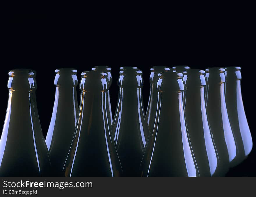 A close-up of some beer bottles