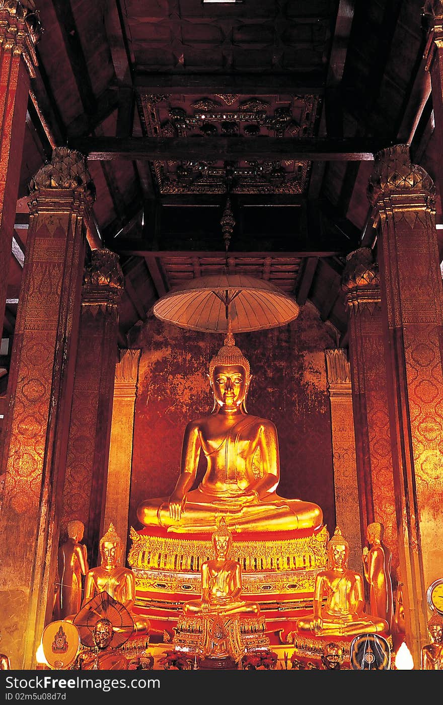 Golden buddha image in Thailand. Golden buddha image in Thailand