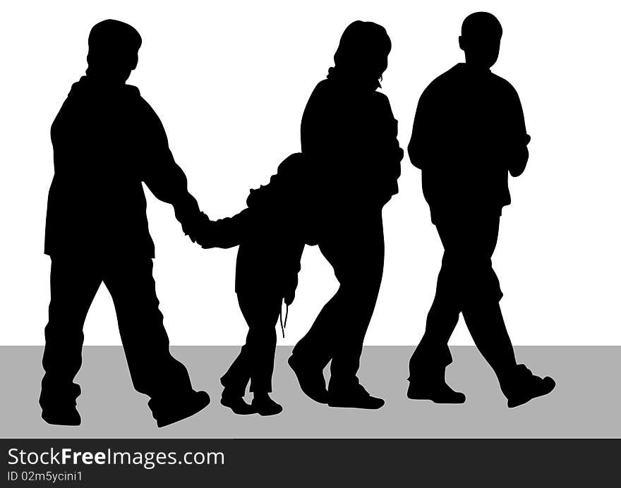 Drawing parents and children. Silhouettes of people. Drawing parents and children. Silhouettes of people