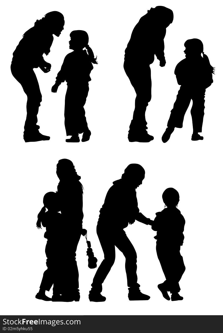 Drawing child in motion. Silhouette on white background. Drawing child in motion. Silhouette on white background