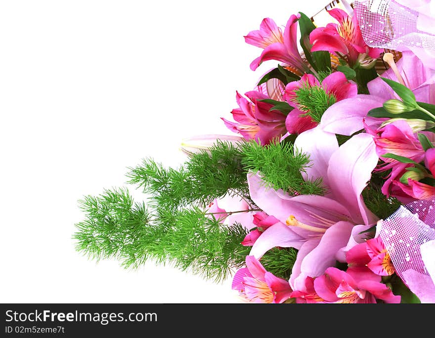 Bunch of flowers isolated on white background