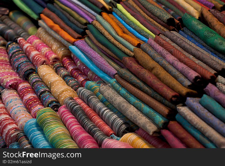 Assortment of scarfs on east market. Assortment of scarfs on east market