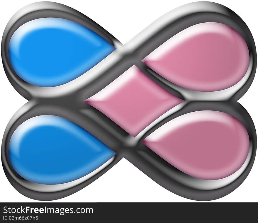 Beveled pink and blue hearts created by infinity symbols. Beveled pink and blue hearts created by infinity symbols.