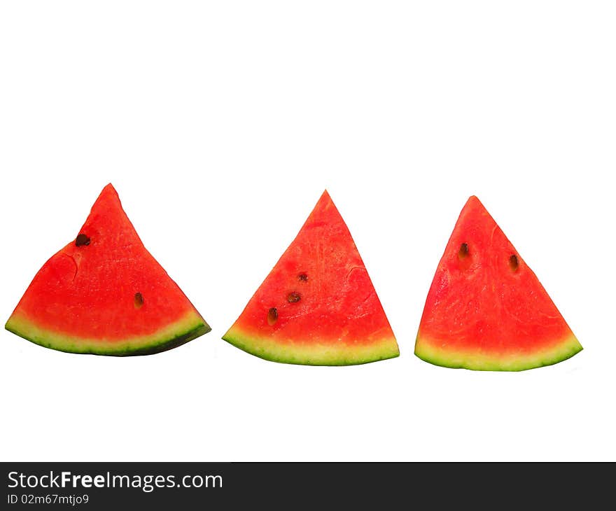 Slices of watermelon isolated on a white background