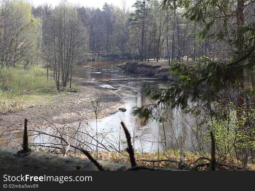 The steep banks Yushut River in the spring.