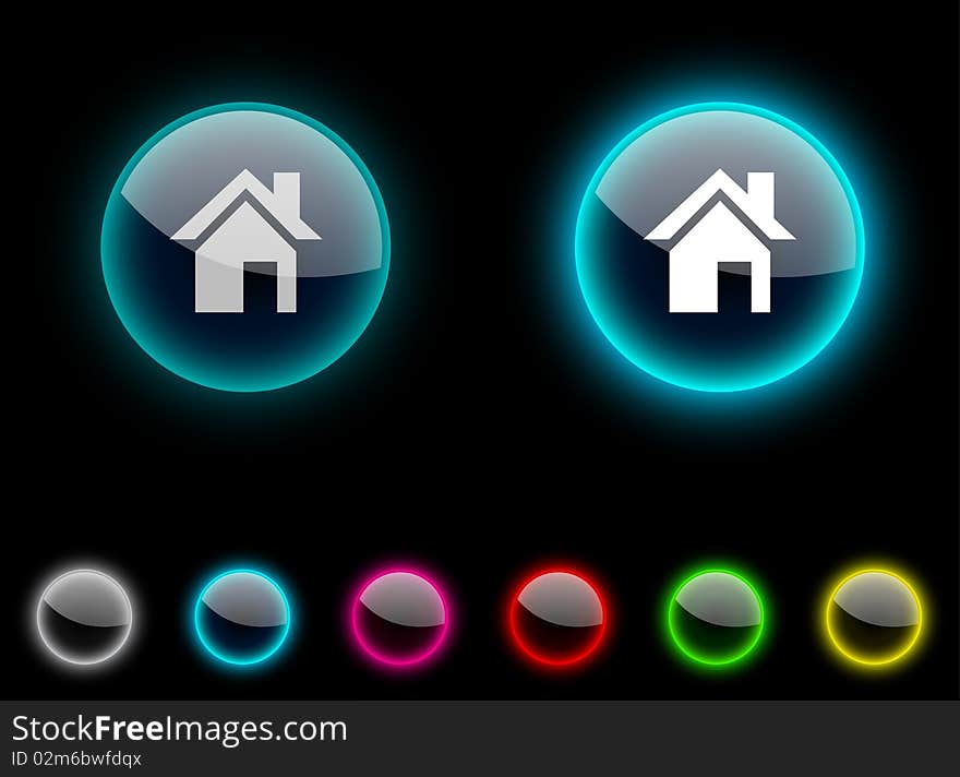 Home realistic icons. Empty buttons included. Home realistic icons. Empty buttons included.