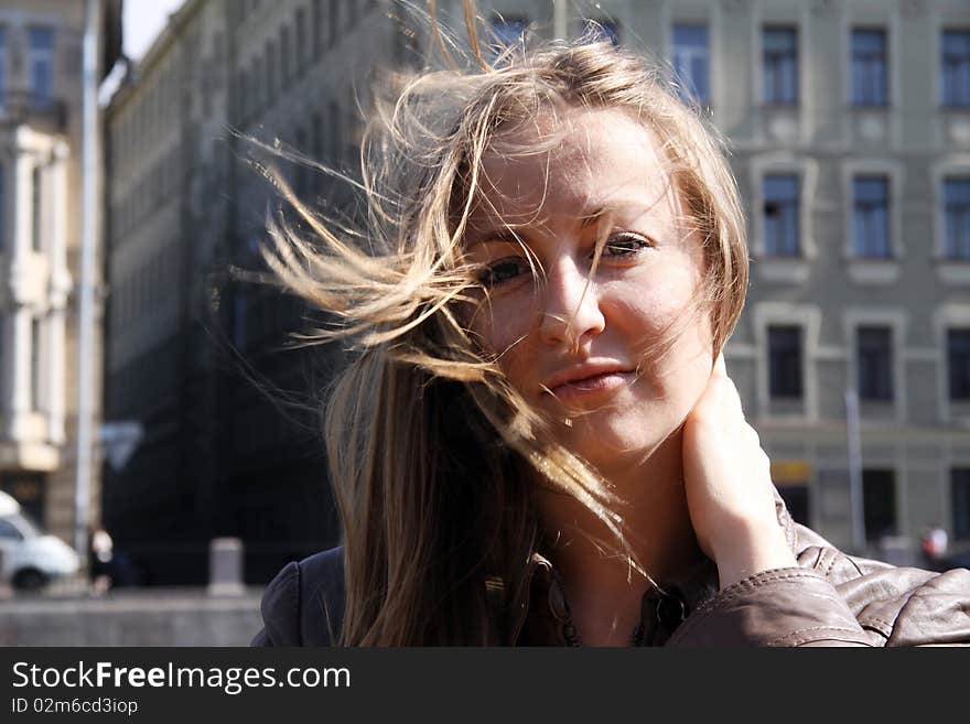 Closeup portrait of a beautiful young woman