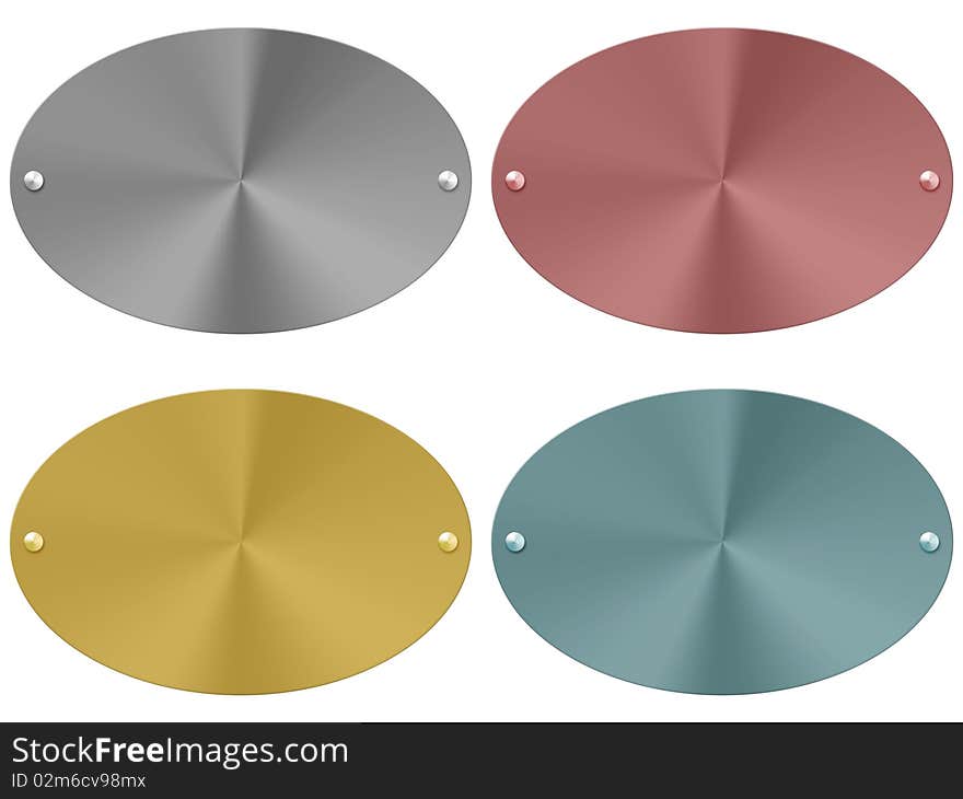 Metal plates in four different colors. white background. easy clipping. Metal plates in four different colors. white background. easy clipping