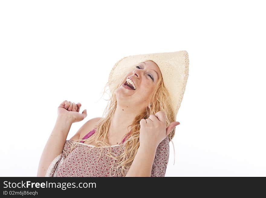 Beautiful Woman with hat smiling. Beautiful Woman with hat smiling