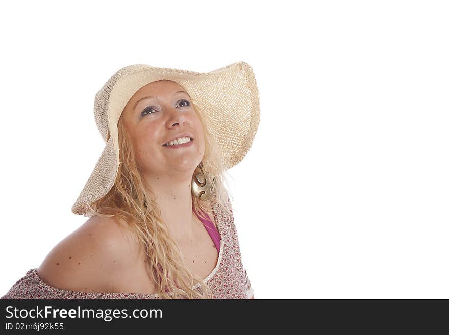 Beautiful Woman with hat smiling. Beautiful Woman with hat smiling