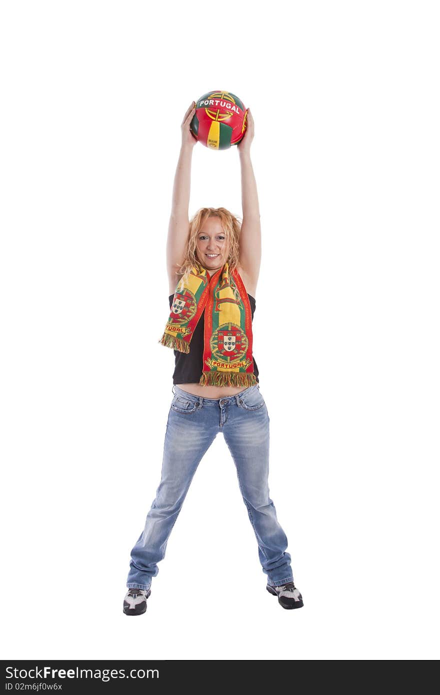 Portugal Soccer Fan with portuguese flag