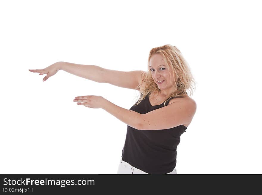 Woman Showing Hands Isolated