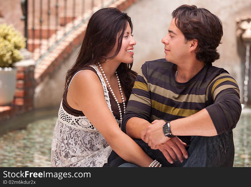 Attractive Hispanic Couple Portrait Outdoors