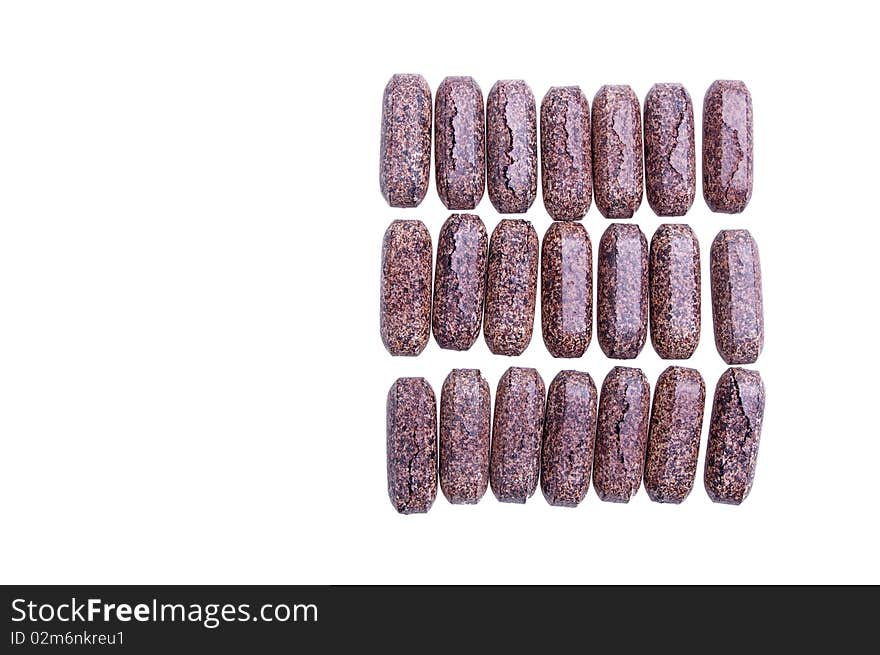 Bowel stimulant brown coloured herbal tablets. Bowel stimulant brown coloured herbal tablets