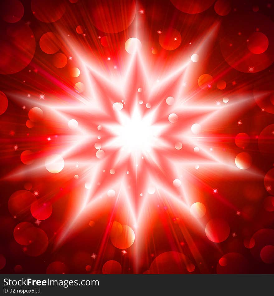 Red star flash, on a dark background