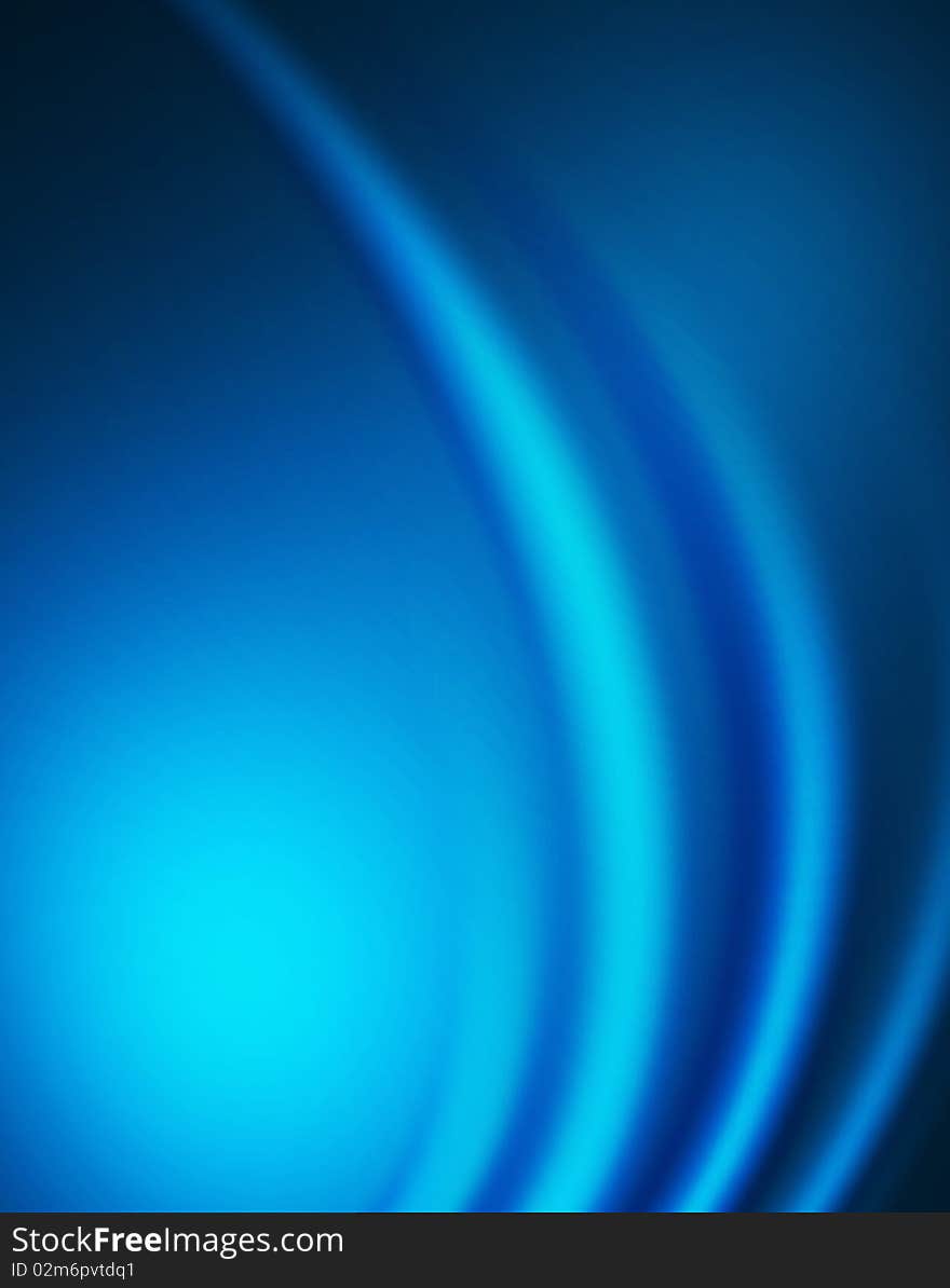 Blue abstract composition of curved soft waves