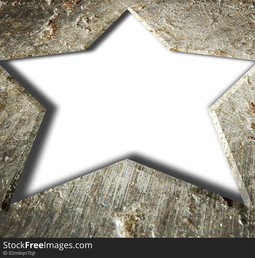 Illustrated metal frame star.. on an isolated white background