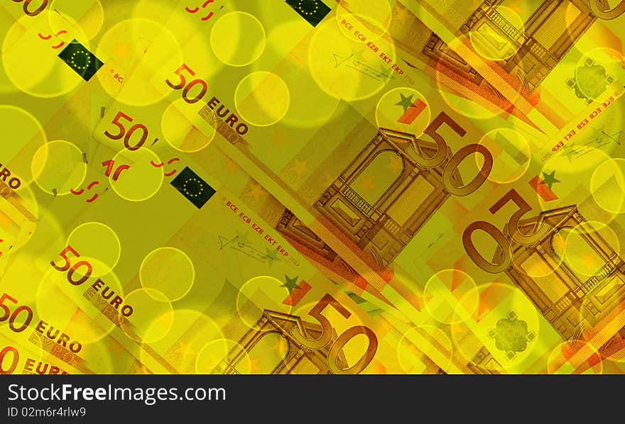 Euro banknotes abstract blue background with the effect of Boke. Euro banknotes abstract blue background with the effect of Boke