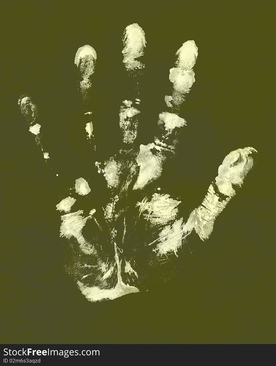 Hand print on a dark background