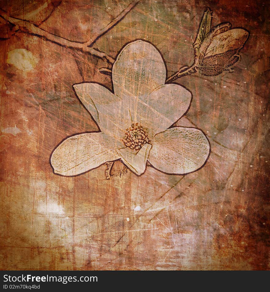 Art grunge vintage floral background