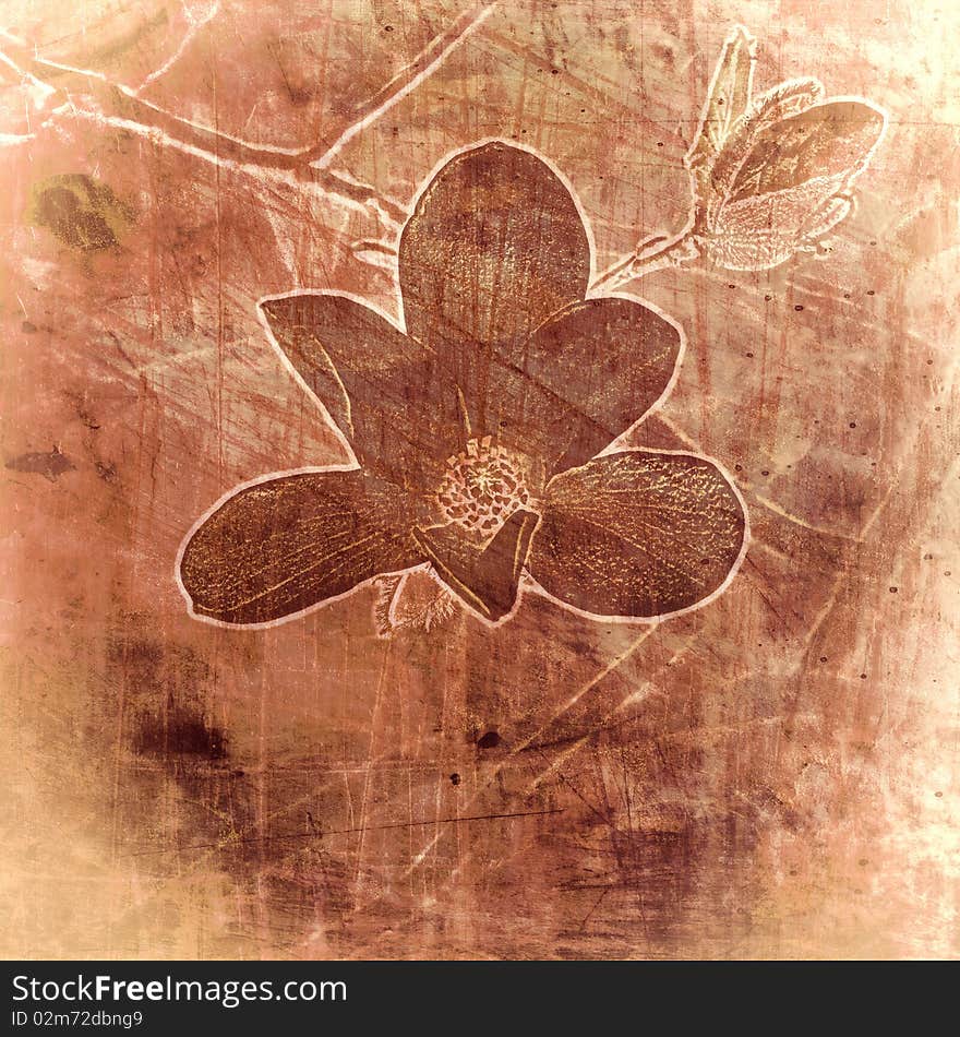 Art grunge vintage floral background