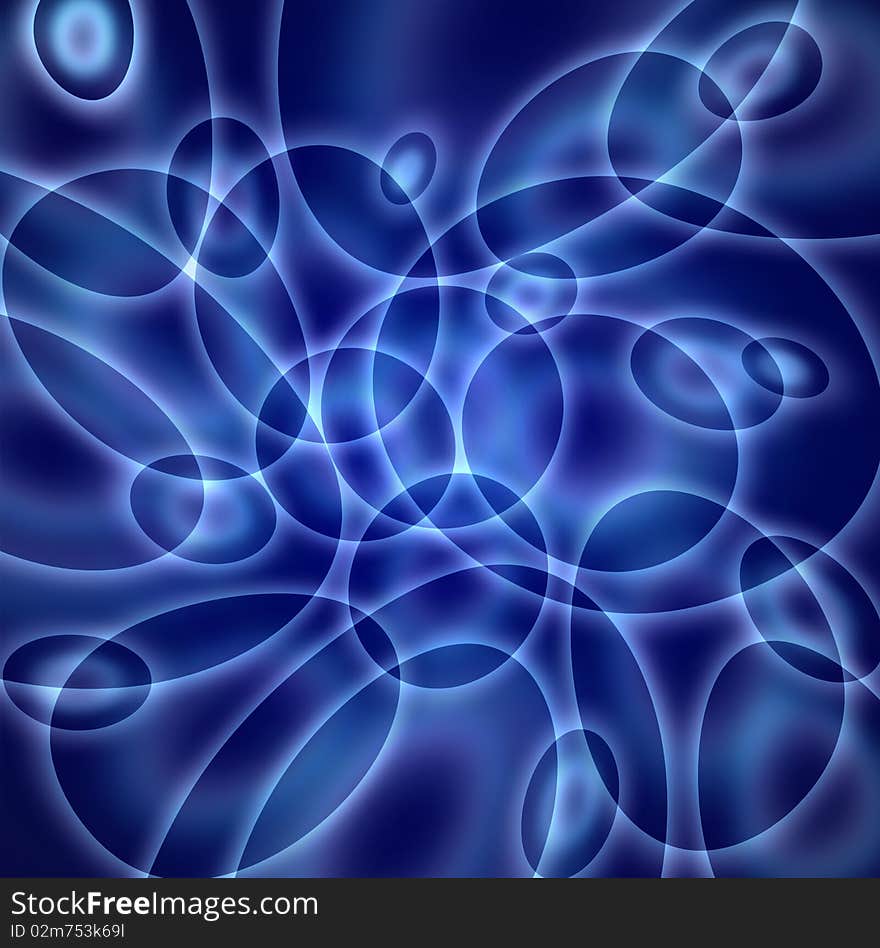 Abstract blue circles on a dark background