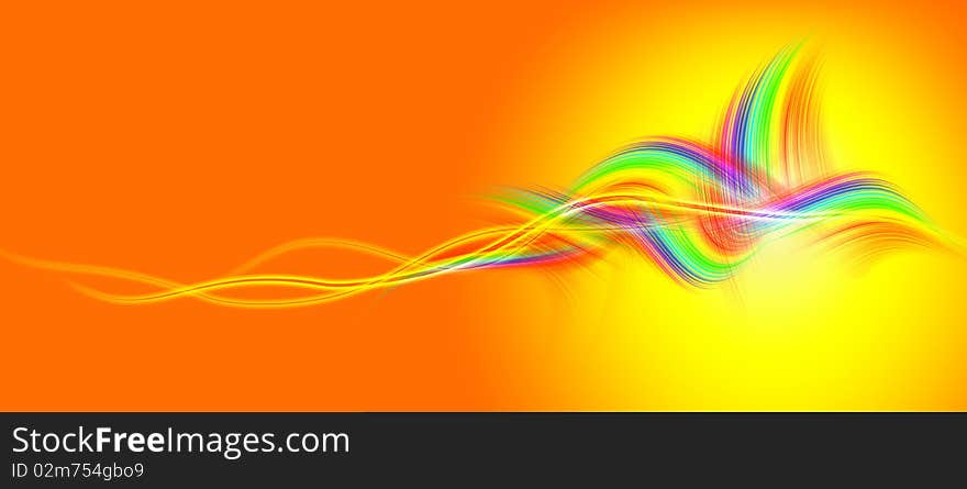 Beautiful abstract composition of curved bands on a yellow background