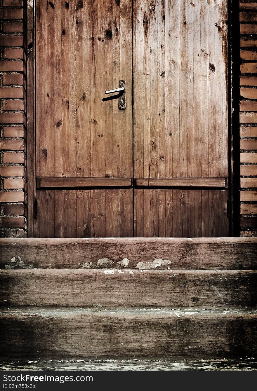 Vintage door with artistic shadows added