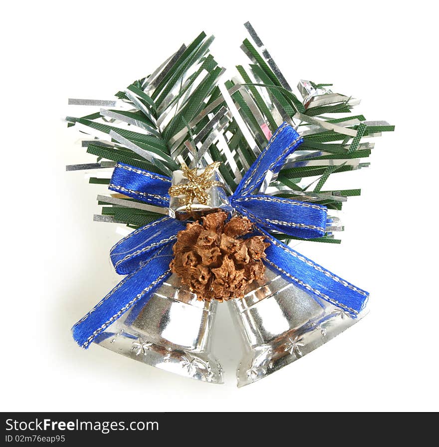 Silver bells on white background