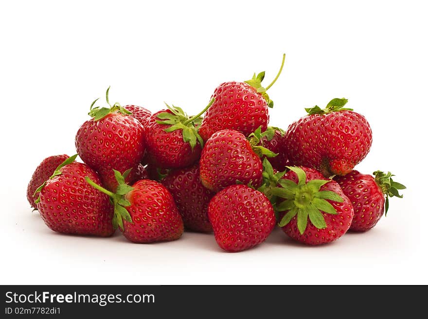 Strawberries isolated on white close-up