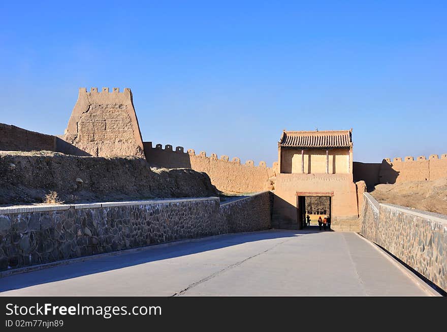 It is one part of jiayuguan greatwall. It is one part of jiayuguan greatwall.