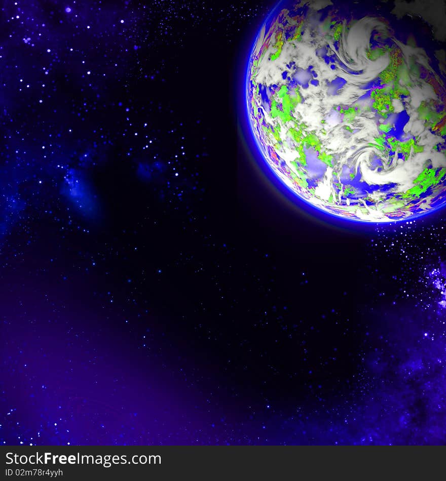 Earth in space, with stars abstract background