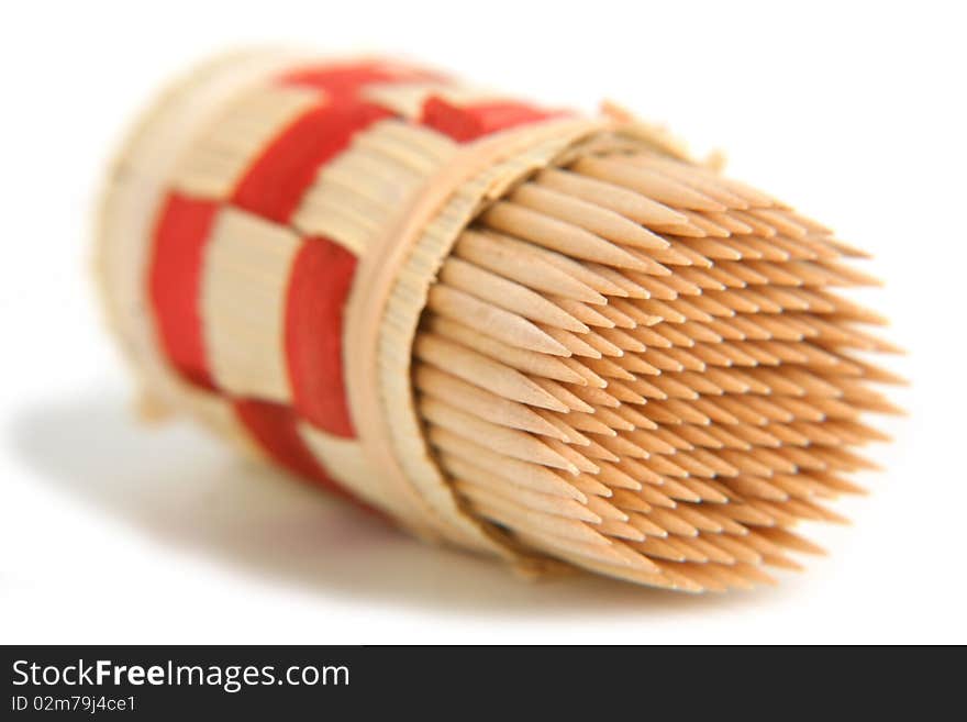 Toothpicks  in support  on white background. Toothpicks  in support  on white background