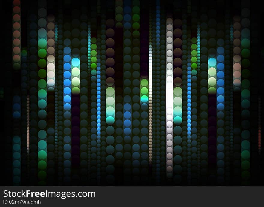 Strips of shiny colored circles, abstract background